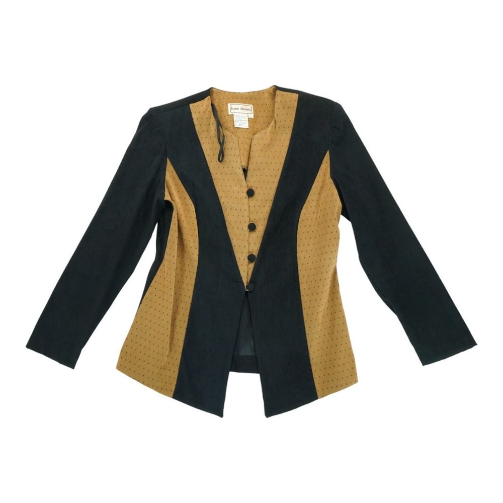 Karin Stevens‎ Vintage 1990's Button Front Women's Jacket Blazer Brown Size 14